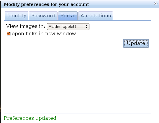 Preferences window