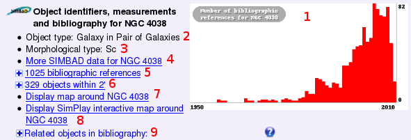 Simbad results panel